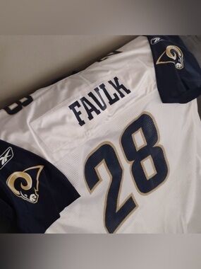 Throwback St Louis Rams Marshall Faulk #28 Reebok NFL Field Football Jersey